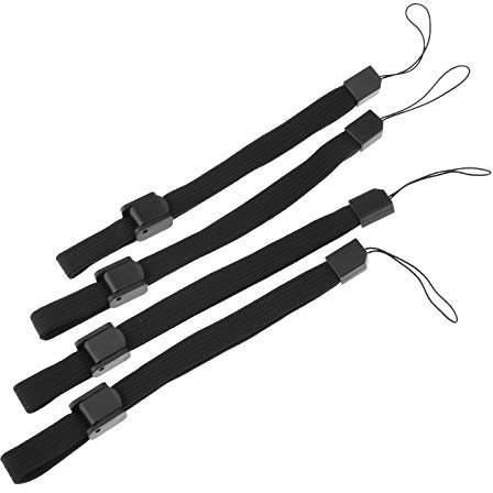 4x Handschlaufe Trageband Handgelenk Armband für Fernbedienung Game-Controller, 16 cm, Schwarz