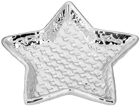 H.Bauer jun. Porzellan Snackschale 19.8 x 18.5 cm - große flache Dekoschale in Sternform - moderne Servierschale ideal für Nüsse, Chips, Gebäck, Pralinen oder Bonbons zum Advent oder Weihnachten