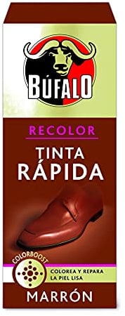 Búfalo Recolor - Tinta Rápida, Colorea y Reaviva la Piel Lisa, Reparaciones y Arreglos de Calzado, Color Marrón - Frasco de 25ml