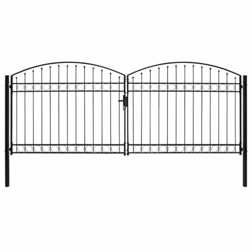 vidaXL Zauntor ASSEN Doppeltür mit Bogenabschluss Stahl 400 x 175 cm