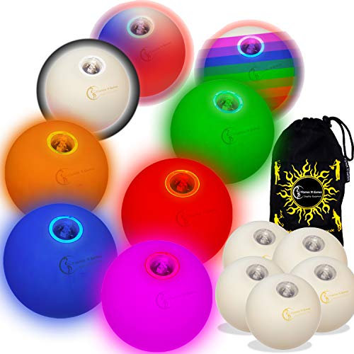 Flames 'N Games 5X Glow jonglierbälle Leuchtend, Led jonglierbälle - Profi LED bälle+ Reisetasche! (Strobe)