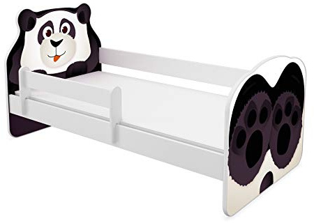 ACMA Tiere VII Kinderbett Jugendbett Matratze Rausfallschutz Lattenrost 140x70 160x80 180x80 (06 Panda, 140x70 cm)