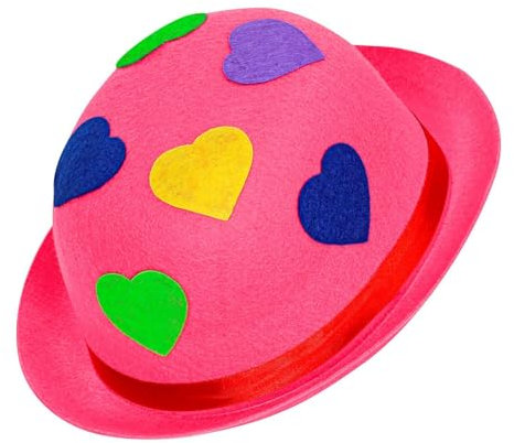 Widmann 16712 - Clown-Hut, Melone aus Filz, mit Herzen, Hut, Mütze, Kostüm, Karneval, Mottoparty