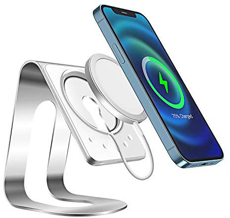 AICase Stand for MagSafe Charger, Aluminum MagSafe Charger Stand Holder,Compatible with MagSafe Charger for iPhone 12,12 Mini,12 Pro,12 Pro Max Silver