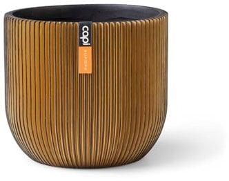 Capi Europe - Pot Boule Groove Black & Gold - 24x21 - Or - Ouverture Ø21 - Pot pour l'intérieur - BGVGB134