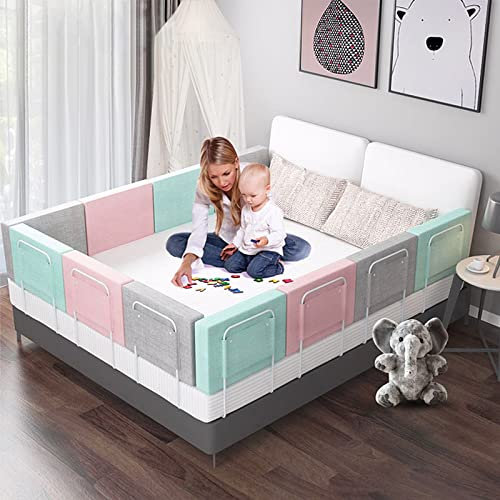 UISEBRT Bettgitter Bettschutzgitter für Kinder 50cm 5-Loch Höhenverstellbar - Bett Rausfallschutz Kinder, Kinderbettgitter für Familienbett und Kinderbett (50cm, Kirschrosa)