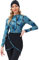 Muslimische Damen-Bademode, bescheidener Badeanzug, Hijab, Burkini, Oberteil + Hose, Rashguard, 3-teilig, volle Abdeckung, Blumendruck, Badeanzug, UV-Schutz, Nahen Osten, Blaue Palmetto Leaf, M
