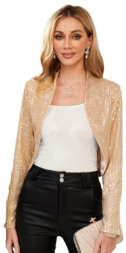 Belle Poque Bolerojacke Damen Langarm Pailletten Glitzer Schulterjacke Bolero BP0577A22-02_00M