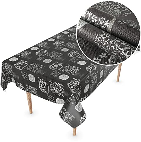 Wachstuchtischdecke Wachstuch Tischdecke abwaschbar Wachstischdecke Rechteck, rund, oval Premium Prägung Gartentischdecke Elegance 180x140cm Schnittkante Chloe
