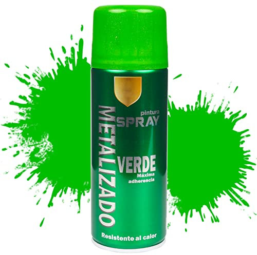 Etrexonline Pintura Spray Multicolor Profesional 400ml Adecuado Metal Madera y Plástico - Color Verde Metalizado (Paquete de 1)