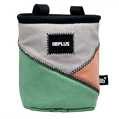 8BPLUS PROBAG - Kreidebeutel zum Klettern & Bouldern - Gürtel, Karabiner und Geschenkbox inklusive - Weite Öffnung - Bürstenhalter für Links- & Rechtshänder (Washed Green)
