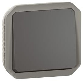 LEGRAND, Plexo New Einsatz, Taster mit Wechsel-Kontakt NO + NC Kontakt, 10A, 250V, Farbe: Anthrazit, 069841L