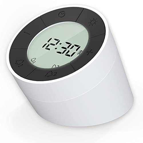 Miraval Digitaler Akku-Wecker: Alarm ausschalten durch Schütteln, als Taschenlampe, Nachtlicht, 2 Alarme, Snooze, als Reisewecker, unterschiedliche Helligkeitsstufen, USB-C-Kabel
