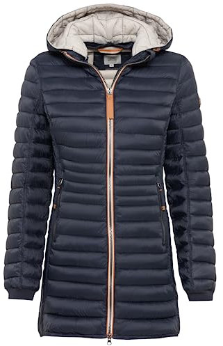 camel active Damen Lange Steppjacke mit Abnehmbarer Kapuze Navy, womenswear-40