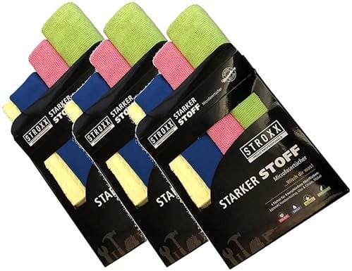 STROXX 3X Microfaser Putztuch Reinigungstücher 4er-Set für Edelstahl, Glas, Chrom, Möbel oder Handwerkzeug 4 Stück 32x32 cm