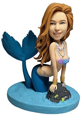 mydedor Benutzerdefinierte Wackelköpfe Figur Puppe, Meerjungfrau benutzerdefinierte Wackelkopf, Wackelkopf Figuren Handgemachte personalisierte Skulptur Geschenk