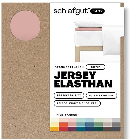Schlafgut Easy Jersey Elasthan Topper Spannbettlaken 180x200 bis 200x220 Purple Mid, Spannbetttuch aus superweicher Baumwolle mit Elasthan