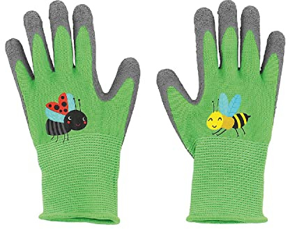 Esschert Design Gartenhandschuhe Insekten für Kinder, grün/grau (1 Paar)