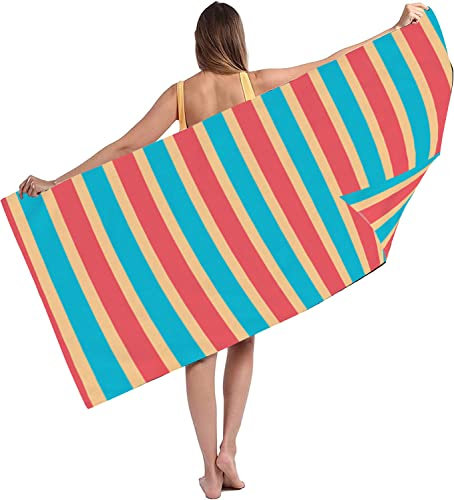 1 Pieza Toalla de Playa Piscina 150x 70cm, Patrón de Rayas Toalla de Baño, Toalla de Playa de Microfibra, Toalla de Viaje Playa, Secado Rápido, Ligera, Absorbente, Vacaciones en la Playa Toalla