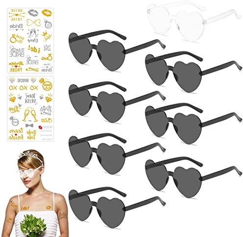 Herz Sonnenbrille, 8 Stück Herzbrille, Sonnenbrille Herzform, Partybrillen mit 2 Aufkleber, Herz Sonnenbrille, Lustige Herz Brille Foto Requisiten für Hochzeiten Valentinstag Maskerade Strand Party