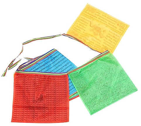 FUNOMOCYA Buddhistische Gebetsfahnen Rolle 35x34cm Farbenfrohes Gebetsbanner Spirituelle Wallfahrtsflaggen Buddhistisches Dekorationszubehör Für Meditation Und Gebet