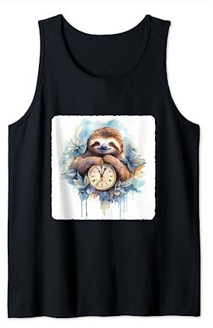 Faultier mit einer Uhr. Faultier neben einer Uhr, Geduld Tank Top