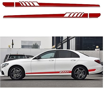 JNNJ 2 Stück Auto Karosserie Seite Streifen Aufkleber, Stoßstange Aufkleber Vinyl Streifen, Aufkleber Streifen Dekoration Für Autos SUV LKW Geländewagen(Rot)