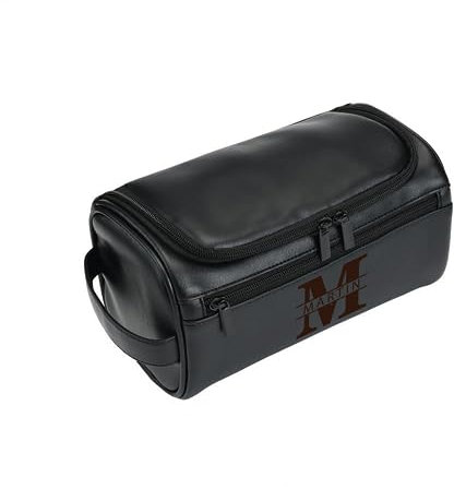 Trousse de Toilette en Cuir personnalisée avec nom gravé Trousse de Voyage en Cuir Trousse de Toilette de Grande capacité pour Papa Trousse de Toilette pour Le Rasage Cadeau de la fête des pères
