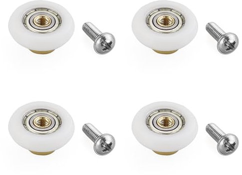 Set of 4 Dia 19mm Stainless Steel Shower Door Wheels Rollers Runners, White, 19mm x 5mm (Stainless steel-4PCS)