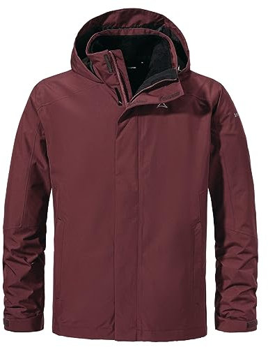 Schöffel M 3in1 Jacket Partinello Rot - Wasserdichte wärmende Herren Trekkingjacke, Größe 54 - Farbe Dark Burgundy