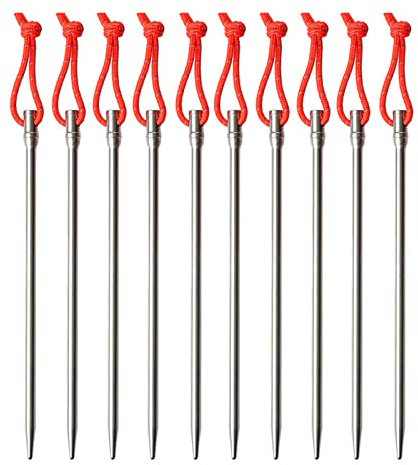 Titan-Zeltheringe, robuste, ultraleichte Camping-Zeltheringe, Erdanker-Heringe, rostfreie Zeltheringe, für Ausflüge im Freien, Wandern, Gartenarbeit, großer Harter Boden, felsig (Silber, 10 Stück