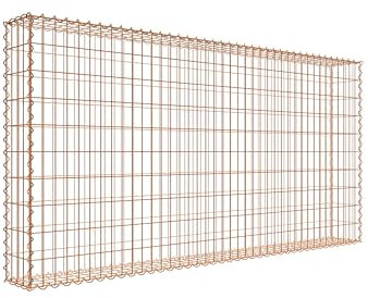 Gabion rouillé 200 cm x 100 cm x 20 cm (L x H x P), maille 5 cm x 10 cm, spirale