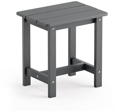 LUE BONA HDPS Beistelltisch für den Außenbereich, klein, Adirondack-Beistelltische, Außen-Beistelltisch für Terrasse, Veranda, Deck, Pool, wetterbeständig/pflegeleicht, dunkelgrau