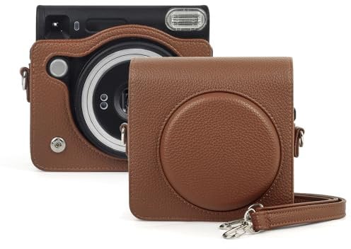 MUZIRI KINOKOO SQ40 Case for Fuji Instax SQ40 Instant Film Camera - PU Leather Protective Case Instax SQ40 Carrying Case with Adjustable Shoulder Strap - Brown