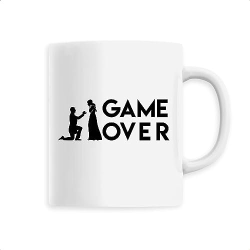 Mug en Céramique Game Over - Imprimé en France - Tasse originale en céramique - Cadeau EVG Geek Humour original rigolo (Blanc)