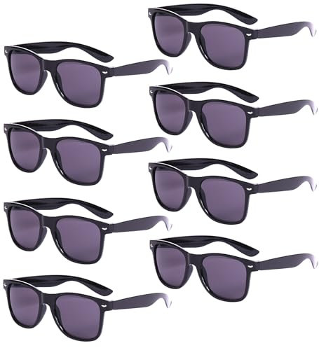8 Stücke Bunte Sonnenbrille Set Neon Lustige Party Sonnenbrillen Coole Retro 80er Brille Pack für Herren Damen