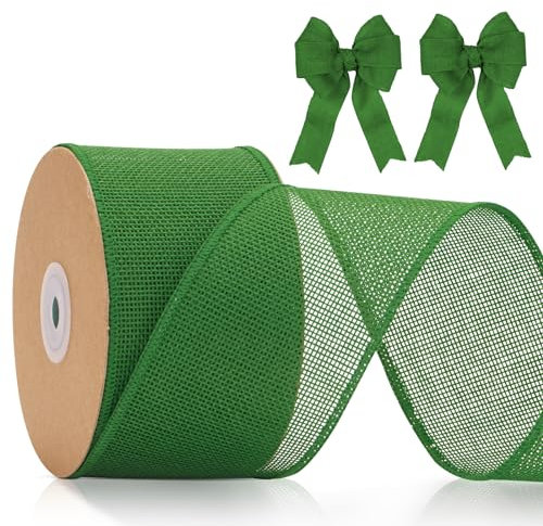 jijAcraft 6cm Juteband mit Draht Grün: Breit Geschenkband für Schleifen 10M Schleifenband zum Basteln Jute Dekoband für Weihnachtskranz Geschenk