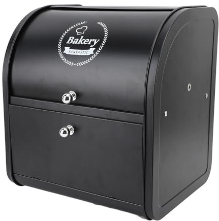 Asixxsix Panera de Metal, Contenedor de Almacenamiento de Pan con Tapa Enrollable de Doble Capa, Soporte para Contenedor de Pan de Gran Capacidad, Soporte para Pan para Decoración (Flip