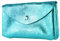 modamoda de P11 Portefeuille en cuir pour femme, taille M, fabriqué à la main en Italie, Bleu turquoise métallisé, m, Petit porte-monnaie léger