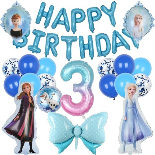 GerRiT Prinzessin Geburtstag Deko 3 Jahre, 20 Stück Party Luftballons Deko, FolienballonDekoration,Geburtstagsdeko Luftballons (Zahlen Luftballon 3)