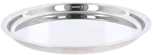 Stainless Steel Thali Plate Indian Kumcha Dinner Serving Dish Round Plates Shallow Tray Reusable for Breakfast Lunch Starter Snack Platter Curry Picnic Camping Everyday (No.16 - Diameter: 37.5cm)