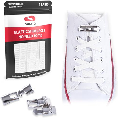 SULPO Lacets élastiques - Fermeture à boucle - pour chaussures hautes et basses - lacets elastique en caoutchouc pour baskets - enfants et adultes