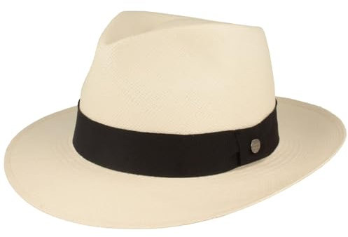 Breiter ORIGINAL Panamahut Strohhut aus Ecuador Bogart Hut Handgeflochten Sonnenhut UV-Schutz 50+ Bruchschutz