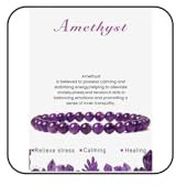LOCCY Echtes Naturstein Armband für Damen, 4mm Perlenarmband Yoga Armband für Muttertag Geburtstag Valentinstag Geschenke für Mama Tochter Oma Enkelin Schwester (6mm-Amethyst)