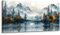 MHARTK66 Dunkelblauer Blick auf Einen Bergsee Leinwand Bilder, 50x100 cm Groß Wandbilder Wohnzimmer Natürliche Landschaft Bild Aesthetic, Modern Wanddeko Kunstdruck Schlafzimmer Badezimmer Büro