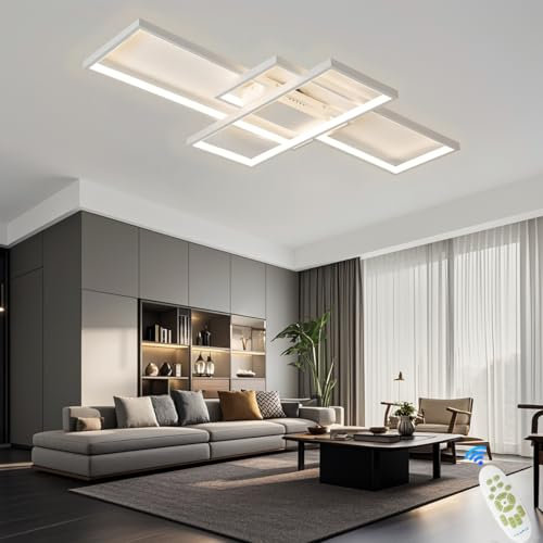 ANZHUANG Deckenlampe Wohnzimmer,Led Deckenleuchte Einbau Led Rechteckig mit Fernbedienung Dimmbar deckenlampe schlafzimmer 3000K-6000K für Esszimmer Wohnzimmer.(80 * 45CM/65W, White)