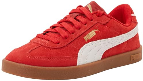 PUMA Unisex Club II Era Suede Trainers, for All Time Red-PUMA White-PUMA Gold, 10.5 UK