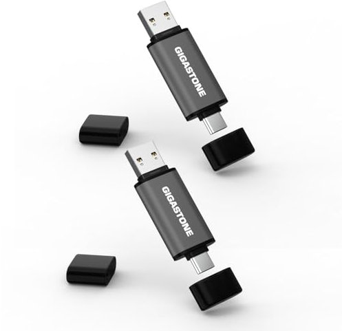 【GIGASTONE】 USB 128 Go Lot de 2, Dual connecteur USB Type-C et USB Type-A, OTG 2-en-1 Clé USB, Z40 USB 3.2 Gen 1, Métal Style, fiable, Durable, Compatible avec Interface USB 2.0 / USB 3.0 / USB 3.1