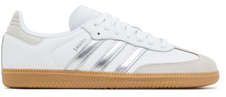adidas Originals Samba Herren-Fußballschuh, Weiß, Silber, Metallic, 7.5 US