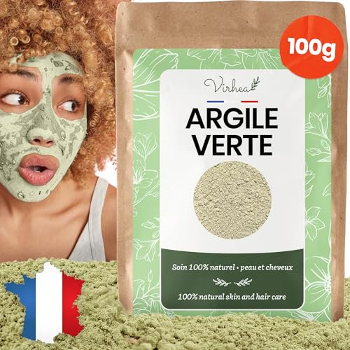 Grüner Tonpulver 100 g – Gesichtsmaske gegen Akne – natürliche Gesichtspflege – Montmorillonite Surfine – reinigende Gesichtsmaske für Herren und Damen
